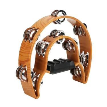 Imagem de JunZheHub Pandeiro de Fileira Dupla com Pega Ergonômica, Peças para Bateria, Iluminação Musical E Som Nítido.