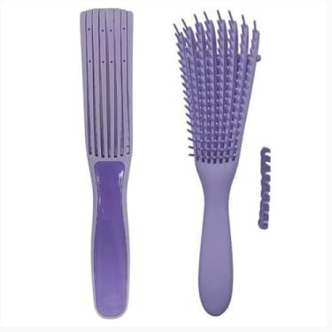 Imagem de Escova Polvo Para Cabelos Cacheados e Crespos Desembaraçadora Anti-Quebra 8 Pontas Flexíveis Pente Polvo Escova Polvo p/Cabelo Ondulado, Cacheado e Crespo