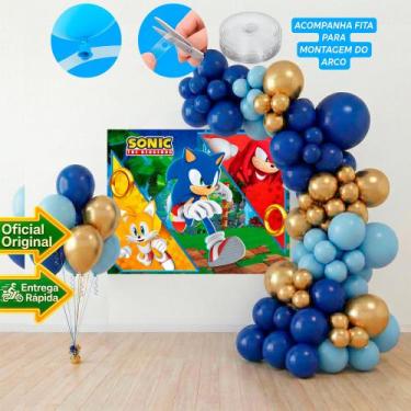 Imagem de Kit festa Sonic Decoração Aniversário Painel + 150 balão - Piffer - ki