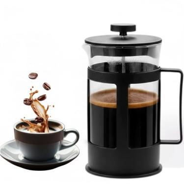 Imagem de Cafeteira Francesa Prensa Manual 350ml com Vidro Borossilicato - 3 em 1 para Café, Chá e Cremeira - Resistente a Choques Térmicos - Preto/Vermelho