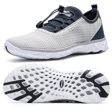 Imagem de ALEADER Tênis aquático masculino estiloso, tênis aquático Xdrain de secagem rápida, leve e confortável, Cinza claro/azul, 40