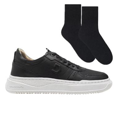 Imagem de Kit Sapatênis Democrata Denim Block Masculino + Meia