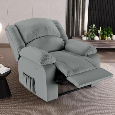 Imagem de Poltrona do Papai Reclinável Sala de Cinema Madrid Power Touch Massagem USB PU Cinza  G23
