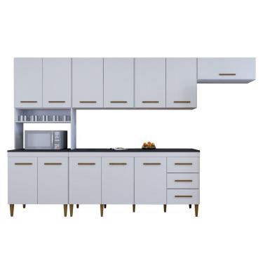 Imagem de Cozinha Completa 12 Portas 3 Gavetas Atenas Kaiki Moveis Branco