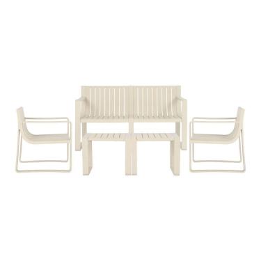 Imagem de Conjunto 5 Peças área Externa Bahamas 2 Poltronas 2 Mesas De Centro 1 Sofá 120cm Em Fibra Natural Bambu G56 - Gran Belo