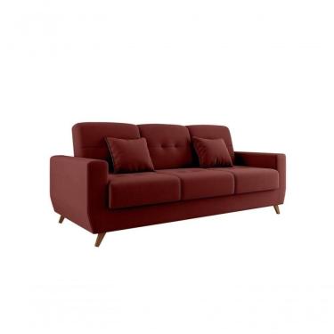 Imagem de Sofá Cama Casal Reclinável Com Baú Pamela - Veludo Vinho