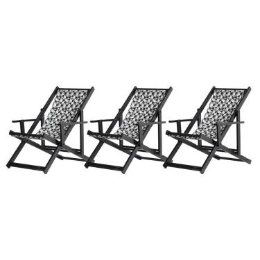 Imagem de Kit 3 Espreguiçadeiras Dobrável Black Cb-triang Preto