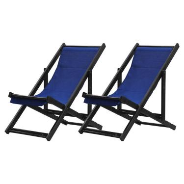 Imagem de Kit 2 Espreguiçadeiras Dobrável Black Sb-azul Escuro