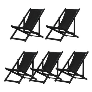 Imagem de Kit 5 Espreguiçadeiras Dobrável Black Sb-preto