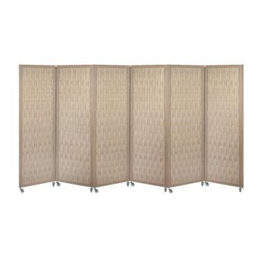 Imagem de 6 Biombo Trançado Sanfonado Com Rodinhas E Dobradiças Folha Painel Mdf