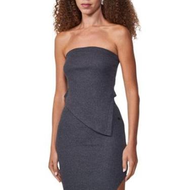 Imagem de Blusa Colcci Cropped Canelada Tomara Que Caia Assimetrica-Feminino