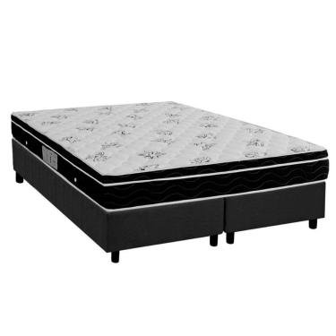Imagem de Cama Box Queen: Colchão Molas Bonnel Ortobom Nanolastic Physical Spring + Base CRC Suede Gray(158x198)