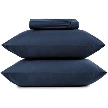 Imagem de Jogo de Cama Altenburg Minimal Malha 3 Peças Queen Azul