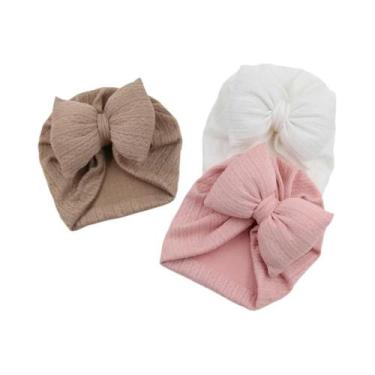 Imagem de Chapéus De Malha Com Laço Para Bebês Meninas E Meninos, Toucas Turbant
