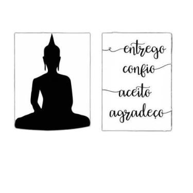 Imagem de Kit 2 Placas Buda Entrego Aceito Confio 18X27Cm - Quadros On-Line