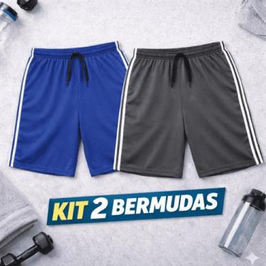 Imagem de Kit com 2 Bermudas Plus Size Masculino Dry Fit Secagem Rápida Ccalção 