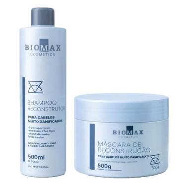Imagem de Kit Alto Impacto Reconstrução Capilar Shampoo E Máscara 1L - Biomax