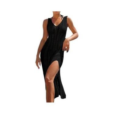 Imagem de Vestido Maxi Sem Mangas Para Mulheres, Verão 2024, Elegante, Tricotado