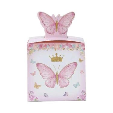 Imagem de Caixa De Presente Borboleta Rosa Roxa Com 24 Unidades Para Aniversário