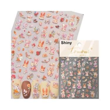 Imagem de Adesivos De Unha a Laser Com Grafite De Animais Fofos, Autoadesivos, D