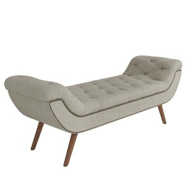 Imagem de Puff Recamier Calçadeira 140cm Pés Palito Madeira Venêto Z37 Boucle Cru - Mpozenato