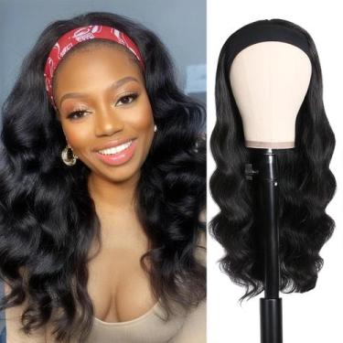 Imagem de Peruca com faixa de cabeça olimaruly Human Hair Body Wave 40cm 150% de