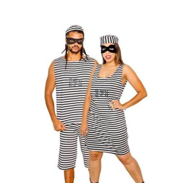 Imagem de Fantasia de Casal Presidiário Listrado 171 Irmãos Metralha Regata Band