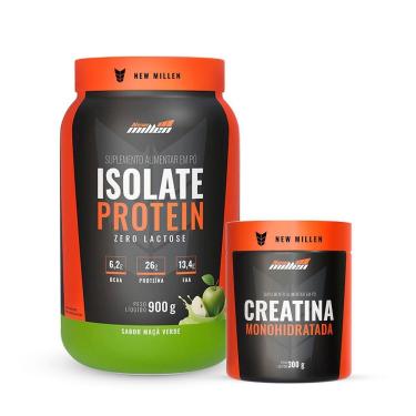 Imagem de Kit Isolate Protein Zero Lactose 900g e Creatina 300g New Millen-Unissex
