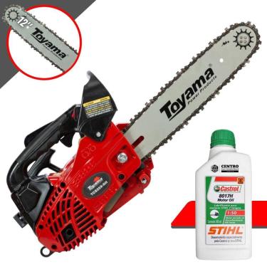 Imagem de Motosserra À Gasolina TCS25X Toyama Motor 2T 1,14HP 25,4cc 12.000rpm Sabre 12’’ Ideal Para Corte de Galhos e Lenhas + ÓLEO STIHL 2 TEMPOS