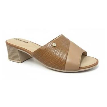 Imagem de Tamanco Salto Bloco Casual Feminino Comfortflex 24-56406 Bege-Feminino