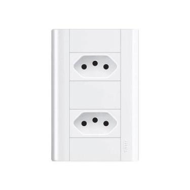 Imagem de Tomada Dupla Fame Modulare 2p+t 20a Com Placa 4x2 Branco - FAME BRASIL