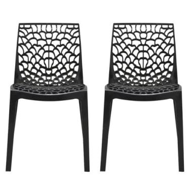 Imagem de kit 2 Cadeiras Gruvyer Design Preto Sala Cozinha Jantar - EVOLUX
