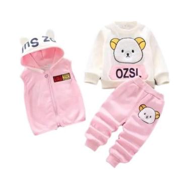 Imagem de Conjunto De Roupa Com Capuz De Fleece Para Bebês Meninos E Meninas, 3 