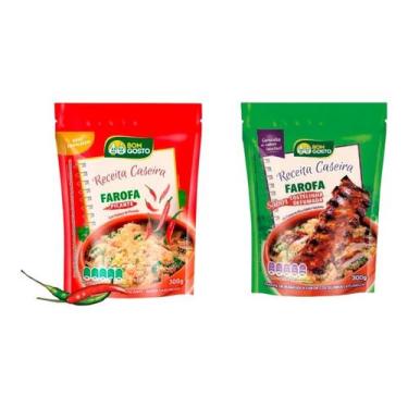 Imagem de Kit Farofa Bom Gosto Picante e Costelinha Defumada  2 pacotes de 300g