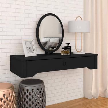 Imagem de Penteadeira Suspensa Com Espelho Paola Preto Fosco - Móveis Arapongas