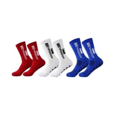 Imagem de Meias De Futebol Antiderrapantes Masculinas, 3 Pares, Meias Esportivas