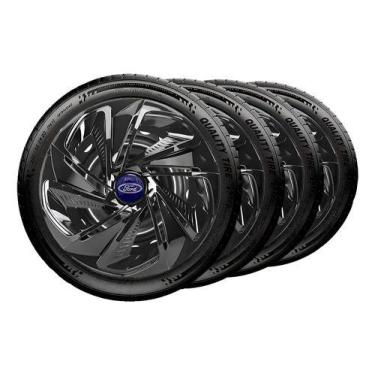Imagem de Jogo 4 Calotas Aro 13 Nitro Ford Fiesta Ka Focus Kit Carlota Preto - E