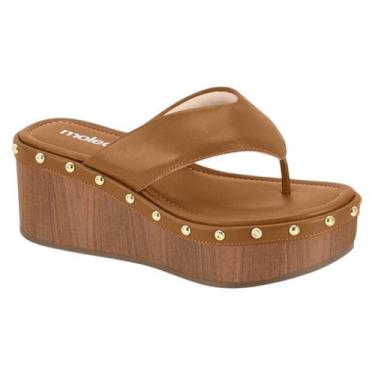 Imagem de Tamanco Moleca Plataforma Dedo Feminino Confortável Casual, Caramelo, 