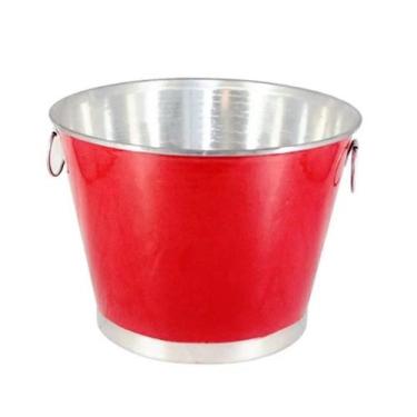 Imagem de Balde Gelo E Cerveja Alumínio Profissional Vermelho 9 Litros - Contine