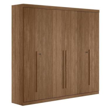 Imagem de Guarda Roupa Casal Ripado 6 Portas Buriti Jatobá Acetinado - Santos An