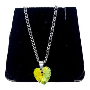 Imagem de Colar CHOKER FEMININO AÇO INOX Ponto De Luz CORAÇÃO CAMALEÃO - ASA