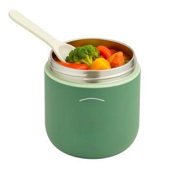 Imagem de Pote Térmico 530ml Aço Inoxidável com Colher - Marmita Térmica Portátil Conserva 8h Que...
