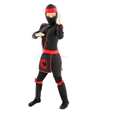 Imagem de Fantasia Ninja Preto Infantil de Luxo Com Musculatura - Sulamericana, 