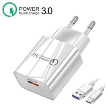 Imagem de Carregador Turbo Power Qualcomm Qc3.0 Cabo C - Qua comm, Branco