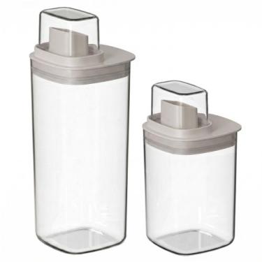 Imagem de Kit 2 Dispenser Amaciante Sabonete Líquido Dosador 1L + 1,5L Lavanderi