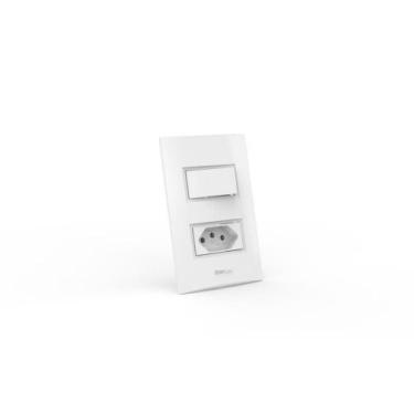 Imagem de Interruptor de Embutir com 1 Tecla + Tomada 10A - Enerbras - Ref.21239