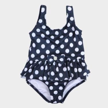 Imagem de Maiô Infantil Fakini Poá Babados Proteção UV 50+ Feminino