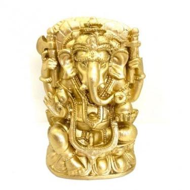 Imagem de Imagem  Ganesh Trono Escultura Resina Estátua 14 cm - Lua Mistica