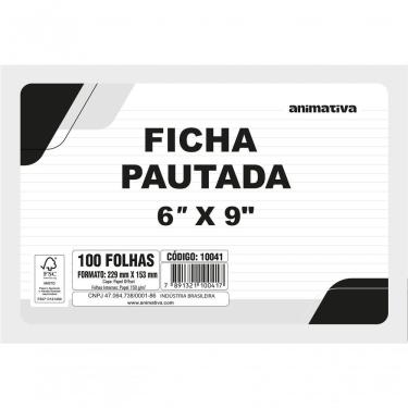Imagem de Ficha Pautada 4'' X 6'' Pacote 100 Folhas Papel 150g-m2 Formato 10cm X 15cm 100 Unidades Branco