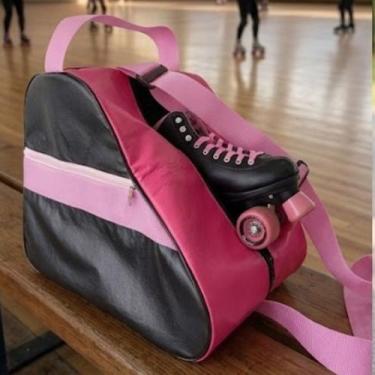 Imagem de Mochila Para Patins Quad Inline Bolsa material sintético Preta, Rosa -